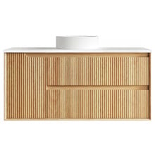 Byron Fluted 1200mm Woodland Oak Wall Hung Single Vanity with Countertop